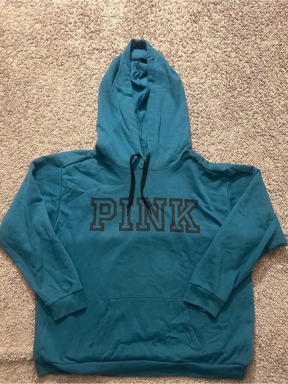 PINK Victoria's Secret Women's Teal Hoodie - Picture 2 of 3
